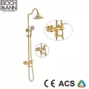 Luxury Brass Body Chrome/Golden Color Bath Rain Shower Set Faucet