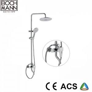 Square Chrome and White Body Shower Faucet with Shower Head