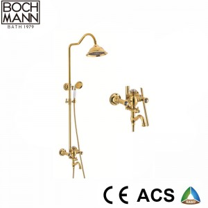Traditional Luxury Gold/Rose Gold Color Double Wheel Handle Rain Shower Set Faucet