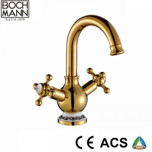 Luxury Tradional Design Art Chrome Deck Mounted Bathroom Water Faucet