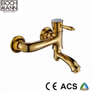 Luxury Traditional  golden color double handle bath faucet