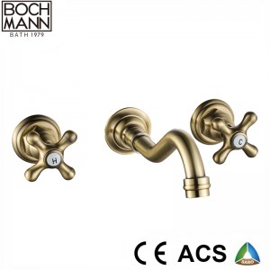 Tradional Design Full brass double handle high kitchen faucet