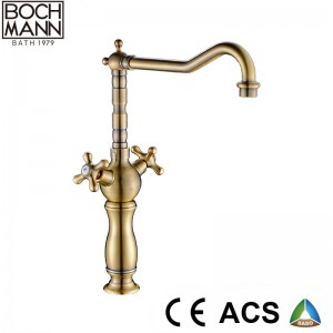 Tradional Design dark bronze color double handle high basin faucet