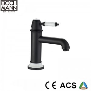 matt black color full brass  bathroom high basin faucet
