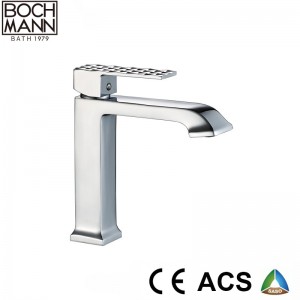 luxury diamond cutting shape handle brass high water faucet