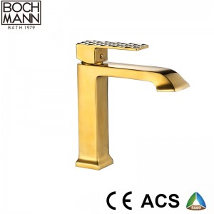luxury diamond cutting shape handle brass water faucet