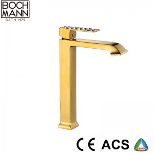 luxury diamond cutting shape handle brass high water faucet