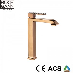 luxury diamond cutting shape handle brass high water faucet