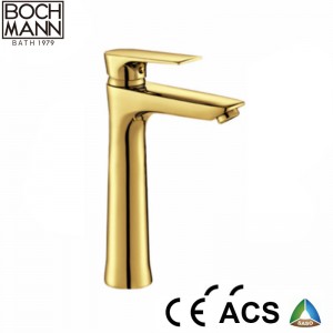Long Slim Design Chrome Gold Color High Counter Basin Wash Hand Faucet