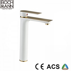 Middle East Market Gold and White Color Luxury Medium Size Lavatory Water Tap