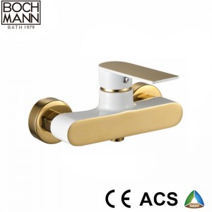 Golden and White Color Brass Material Long Top Counter Bathroom Water Mixer