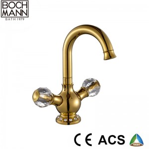 Luxury Traditional  brass double handle high basin faucet