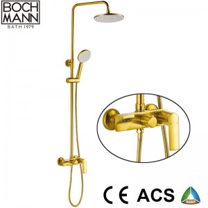 brushed gold  brass  rain shower set faucet for bathroom