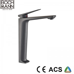 morden patent design brass  high basin faucet gun metal gray color