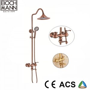 Rose Gold Color Brass Body Bath Shower Mixer Set