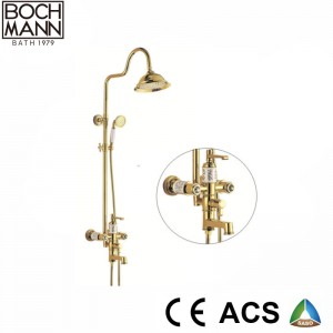 Traditional Luxury Gold/Rose Gold Color Double Wheel Handle Rain Shower Set Faucet