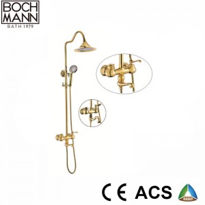 Luxury Design Brass Body Chrome/Golden Color with Crystal Diamond Bath Rain Shower Set Faucet