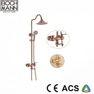 Rose Gold Color Brass Body Bath Shower Mixer Set