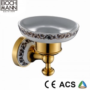 Traditional Design All Brass Golden Color Bathroom Accessory Robe Hook with Ceramic