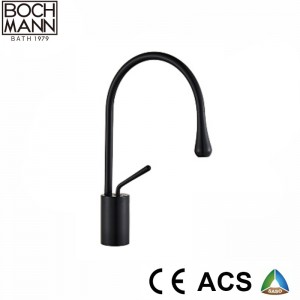 Nordic Style Art Water Drop Black Color Brass High Basin Faucet