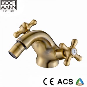 Bronze Color Traditional Full Brass Dual Handle Sink Water Faucet for Kitchen