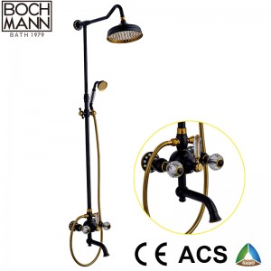 Luxury Traditional  Full brass  rain shower set faucet with crystal