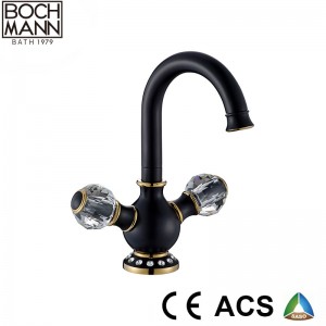 Luxury Traditional black & golden color double handle basin faucet
