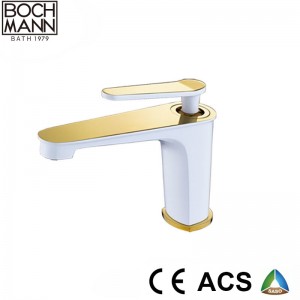 Gravity Casted Brass Body Golden and White Color Kitchen Sink Water Tap