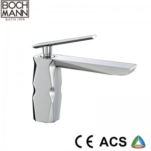 luxury diamond cutting design brass high  basin faucet