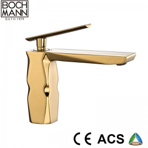 luxury diamond cutting design brass  rose gold basin faucet
