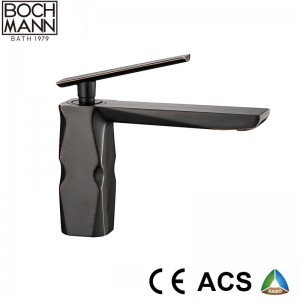 luxury diamond cutting design brass  rose gold basin faucet