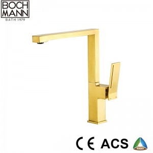 brass bathroom long basin mixer in brushed gold color
