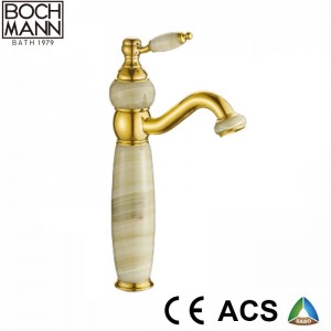 High Body Long Spout Basin Water Taps with Marble Stone