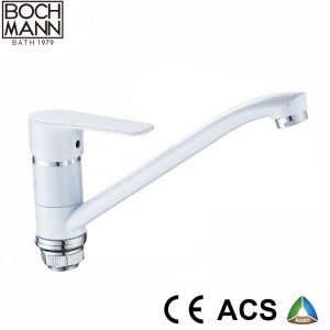 White Color Kitchen Faucet and Zinc Body Kitchen Mixer with S/S Spout