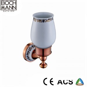 Luxury Traditional Design Brass Rose Gold Color Tumbler Holder with Ceramic Cup