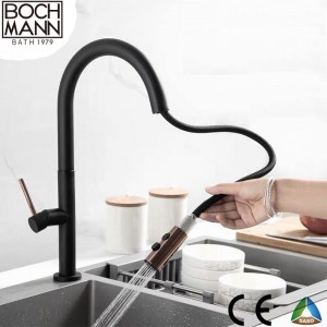 Black White Brass Body Kitchen Sink Mixer with Movable Colorful Spout